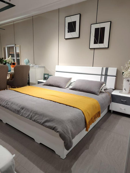C202 White glossy painted hydraulic lift storage bed
