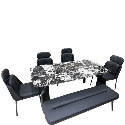 Marble table, top 6 seater modern dining table set DT377