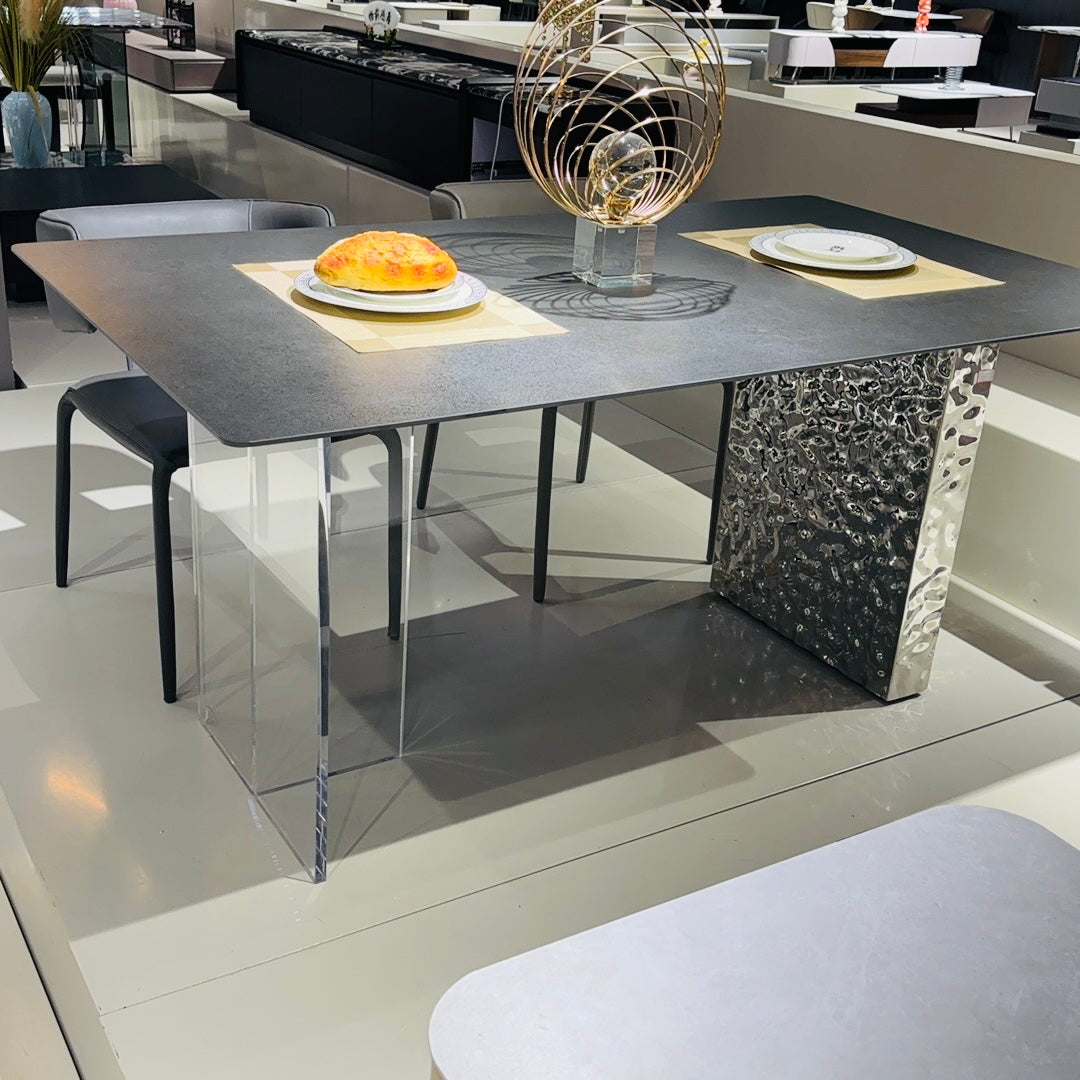 Modern Italian 6 seater leather dining chair set DT382 grey Colour