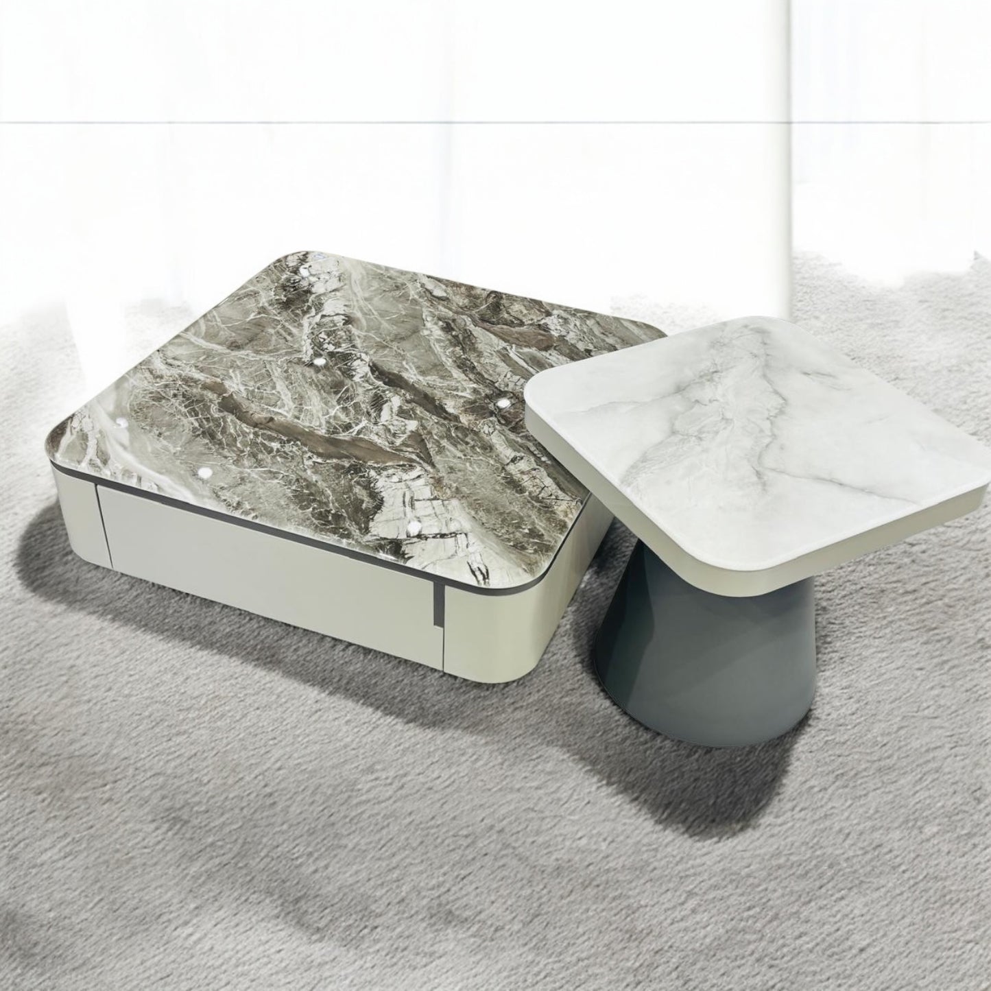 TP379 marble and wood coffee table