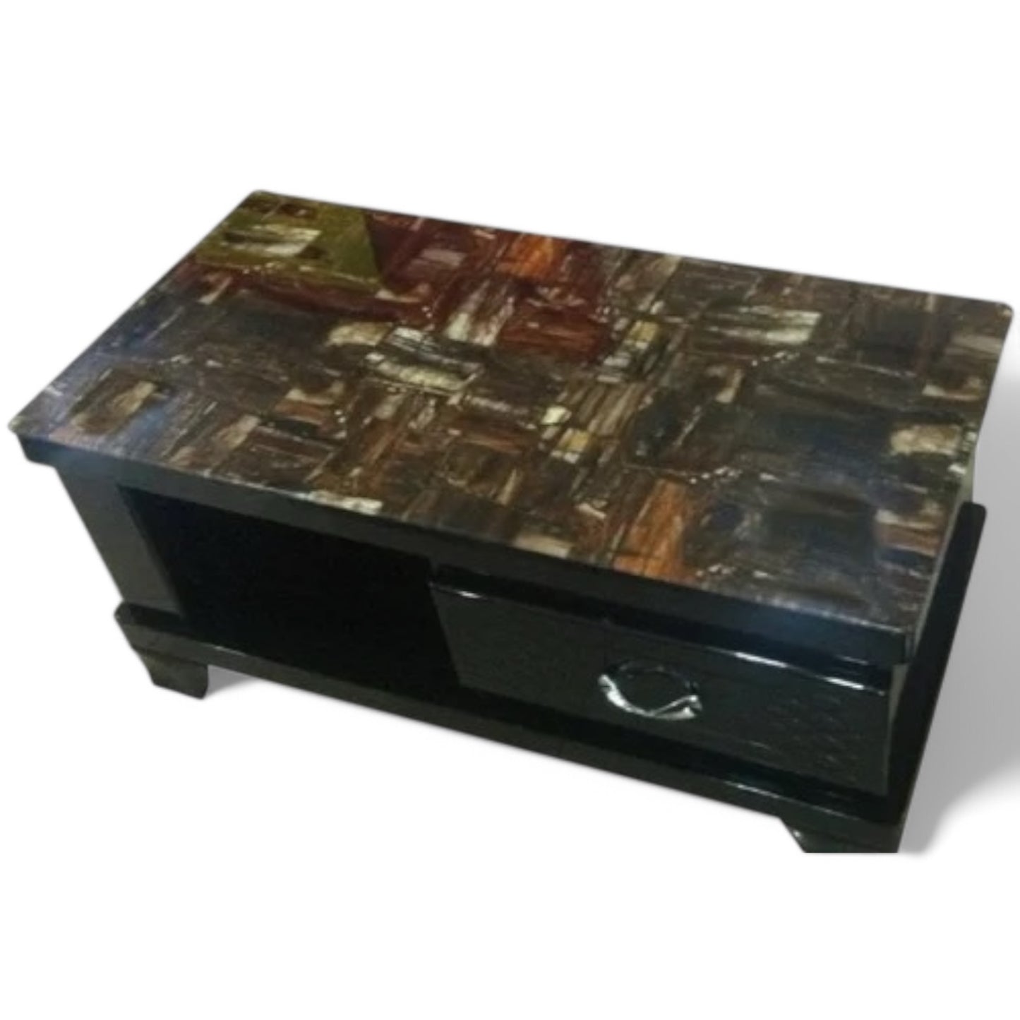 TP358 wood and glass top coffee table