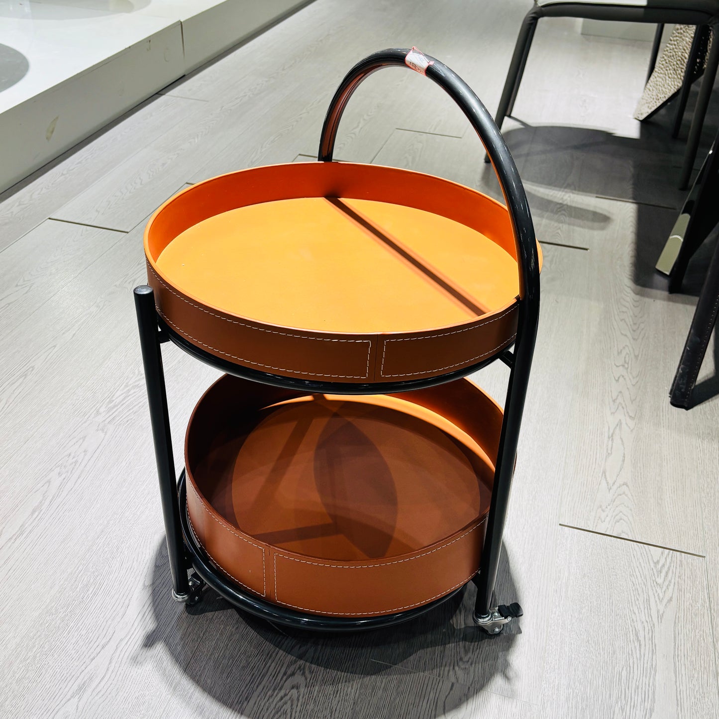Leather Round trolly cart TP376