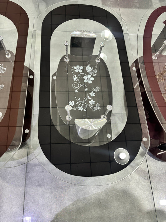 Modern glass and steel center table tp362