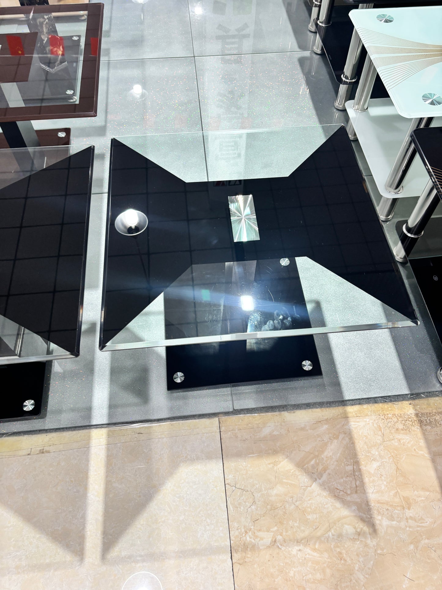 Modern glass and steel center table tp367 small