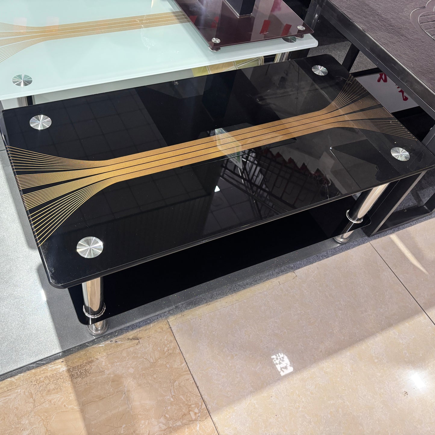 Modern glass and steel center table tp368