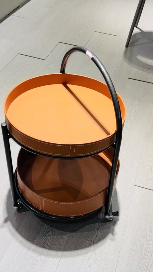 Leather Round trolly cart TP376