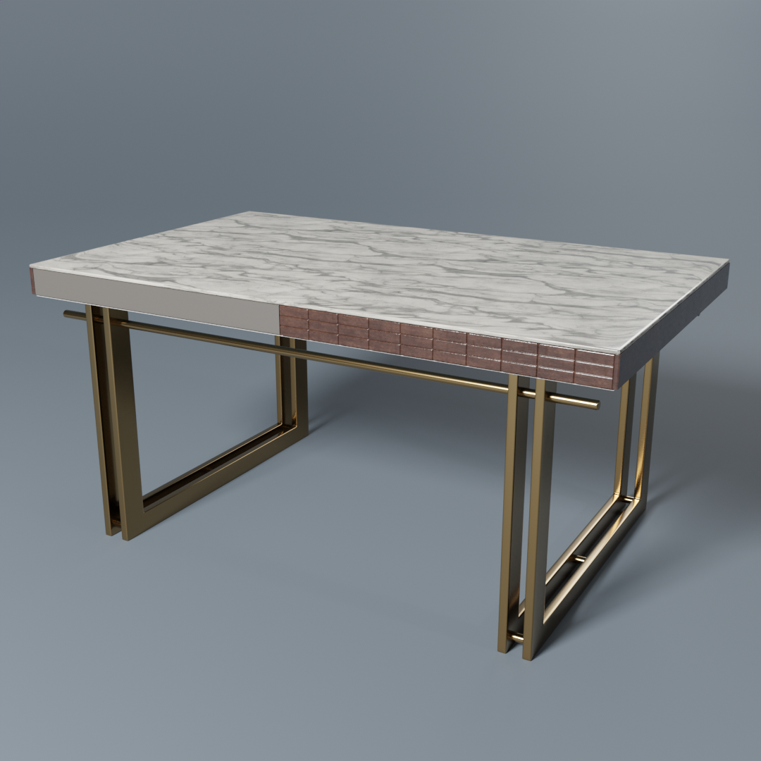 5 Sides Italian marble with brass dining table