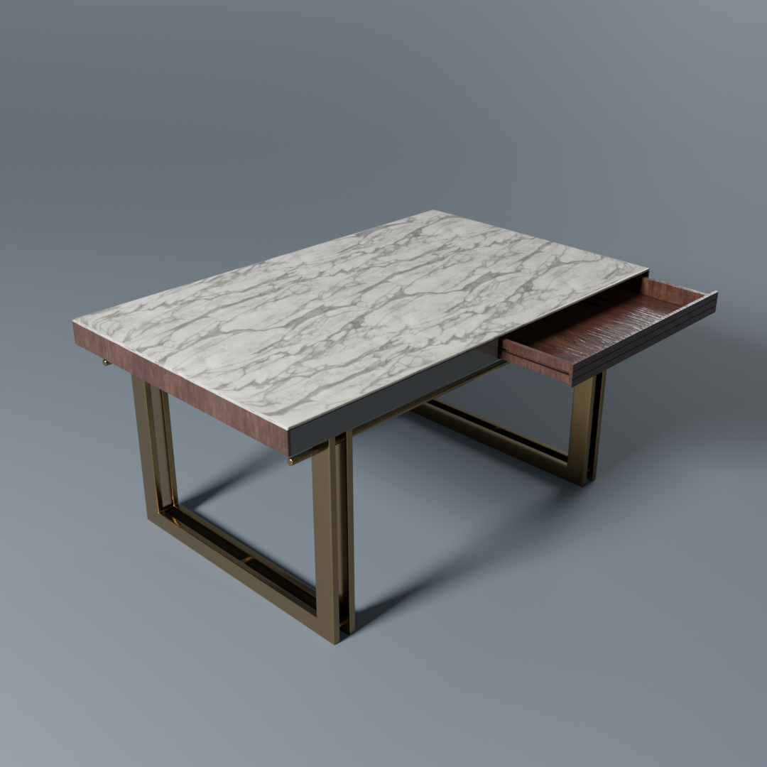 5 Sides Italian marble with brass dining table