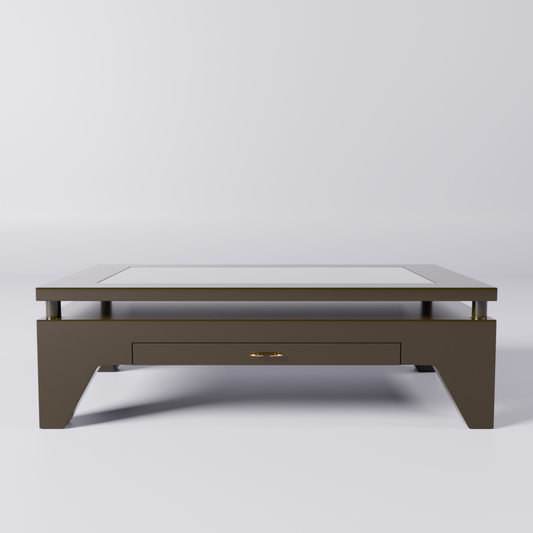 Park teak wood centre table with drawer.