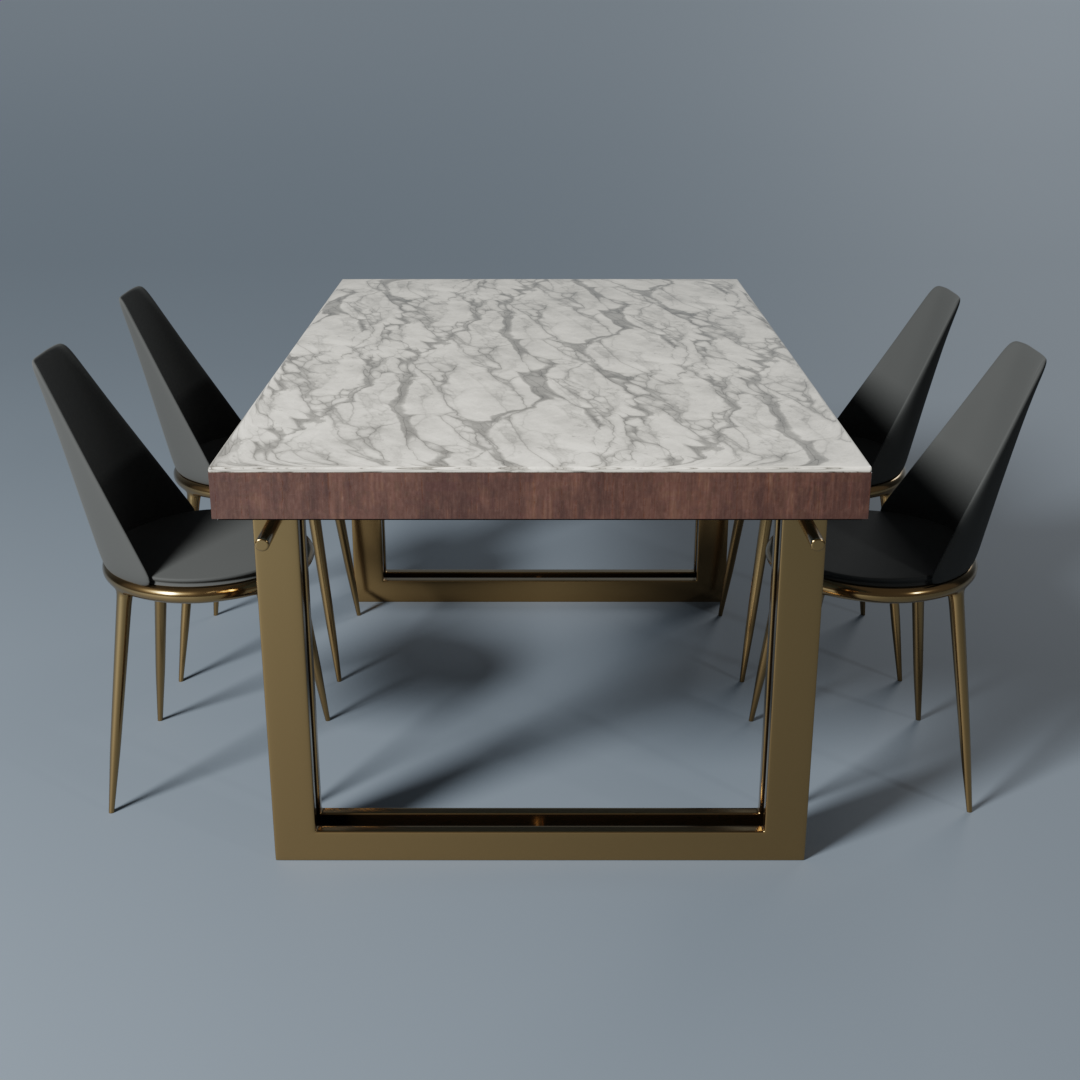 5 Sides Italian marble with brass dining table